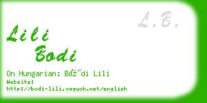 lili bodi business card